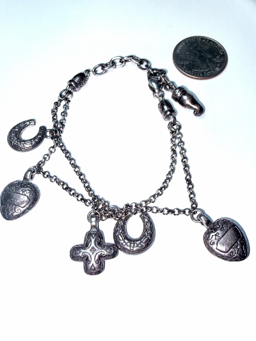 Brighton-Silver-Tone Horseshoe & Heart Charm Bracelet - Women's Accessories